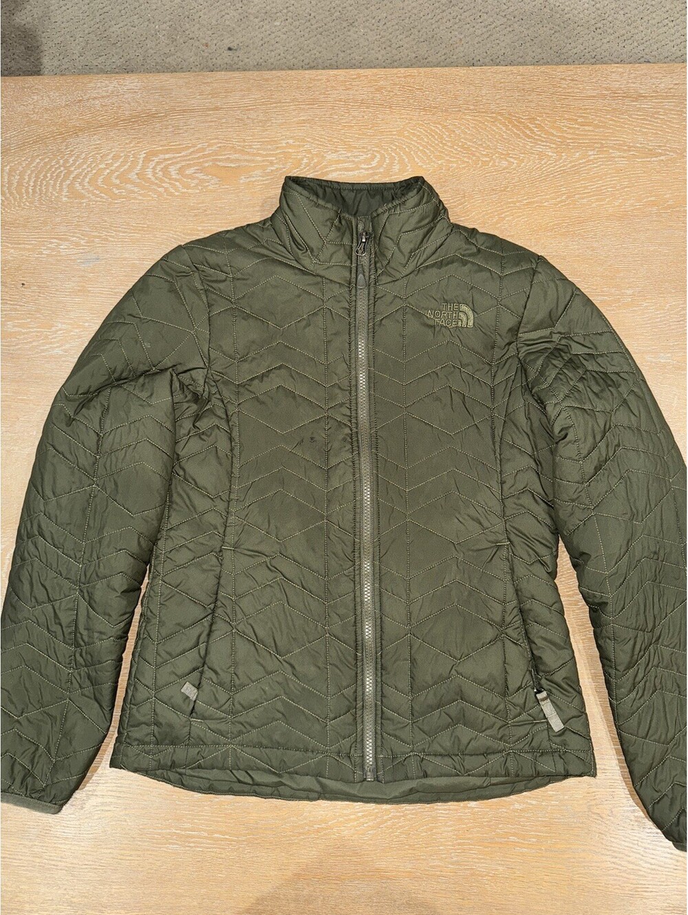The North Face Women's Quilted Olive Green Jacket Coat Sz SMALL